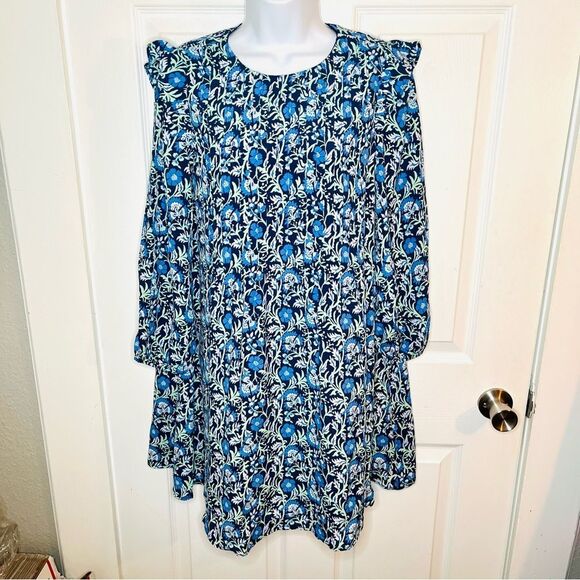 Vineyard Vines Winter Garden Pintuck Front Dress Deep Bay Blue Green XXS NWT - Picture 6 of 11